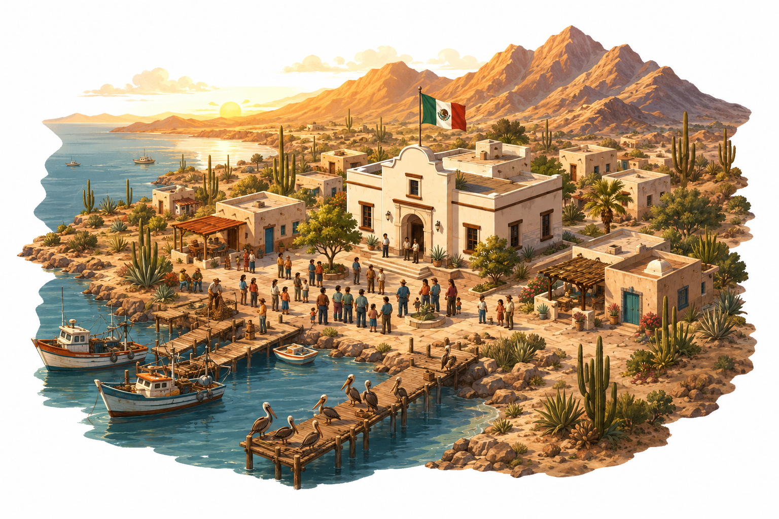 San Felipe — puerto pesquero costero, ilustración